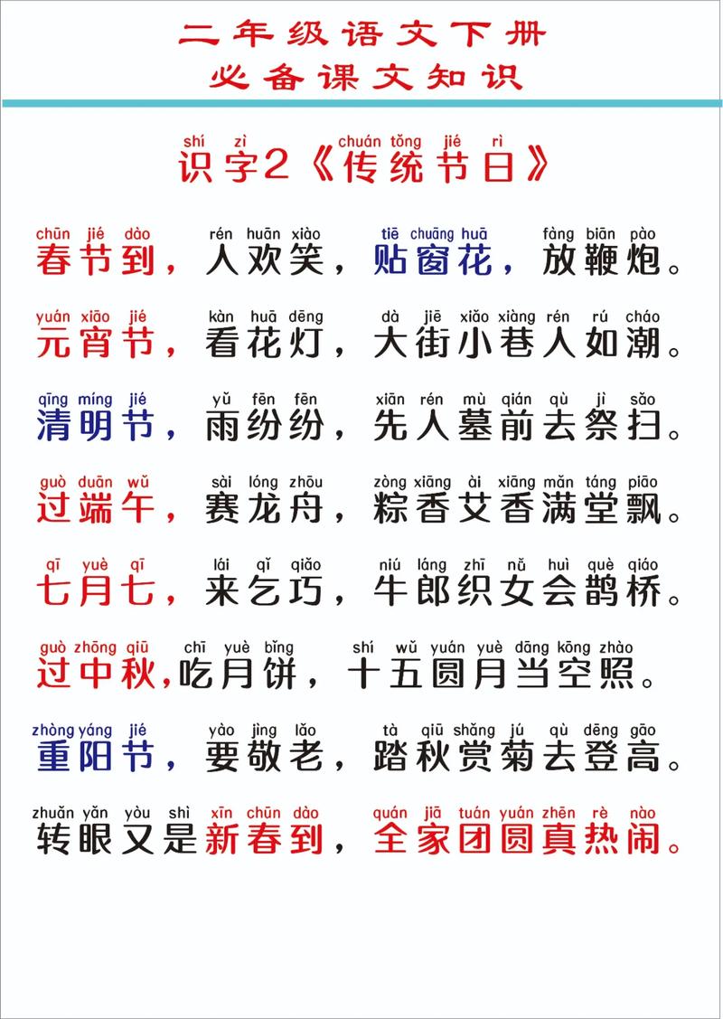 传统节日课文二年级下