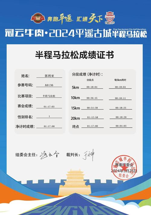 马拉松成绩：汗水与坚持的见证