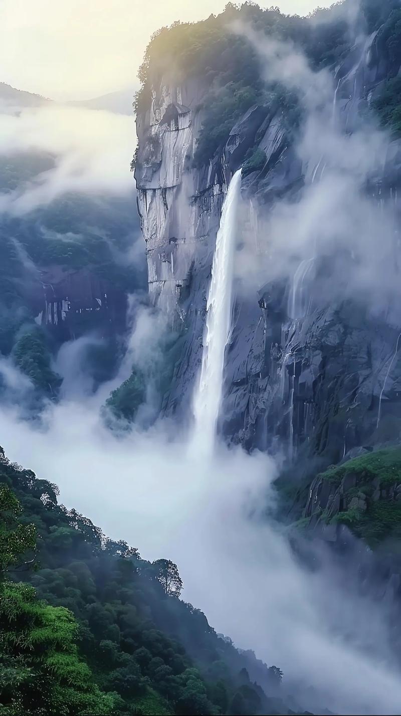 庐山瀑布奇观：自然之美的震撼画卷