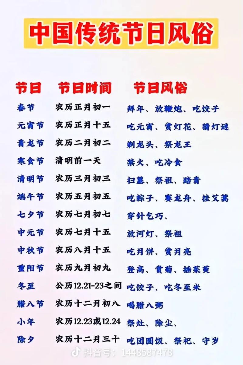 中国节日大全表