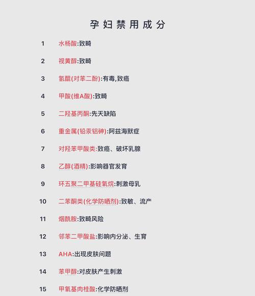 孕妇护肤品,孕妇护肤品成分禁用表