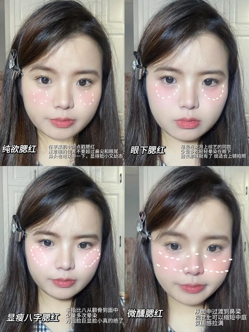 腮红打法修饰脸型,腮红打法修饰脸型图片